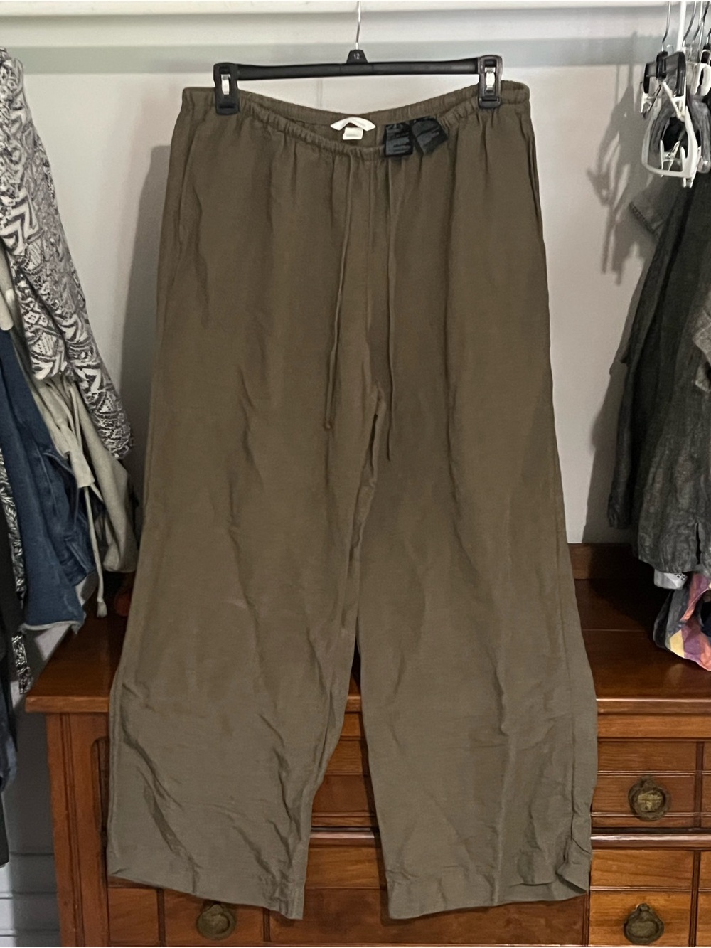 H&M Olive Green Relaxed Drawstring Chinos